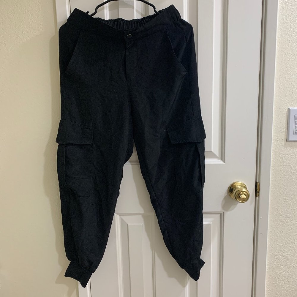 ZARA Women Jogger Cargo Pants, Black, Size S